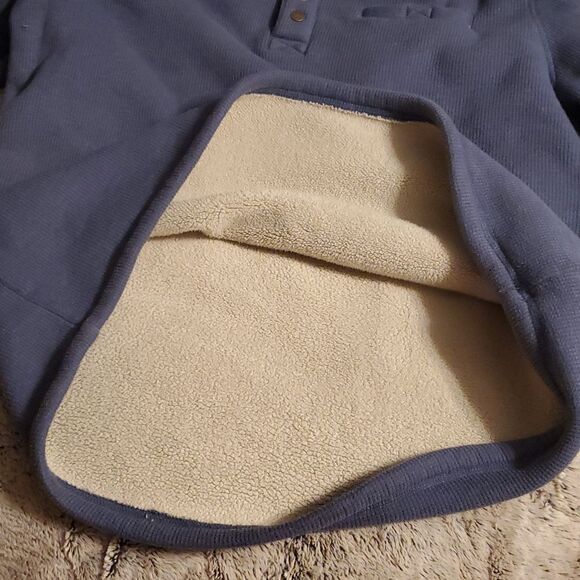 LEE Premium Select Thermal Sweater Mens XL Sherpa Lined Regular Fit Henley Blue - Picture 6 of 9